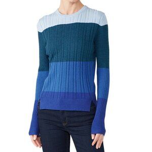 Tome Blue Colorblock Striped Long Sleeve Wool Blend Knit Sweater Women's Size 6